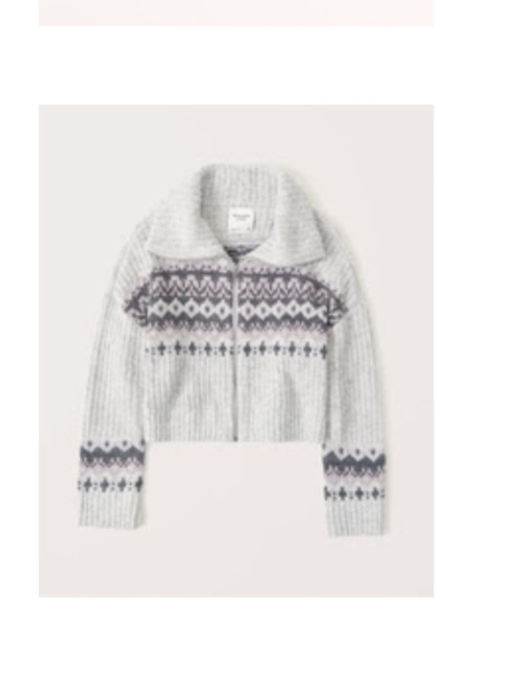 Abercrombie & Fitch Fairisle Full Zip Gray Apres Ski Patterned Swearer